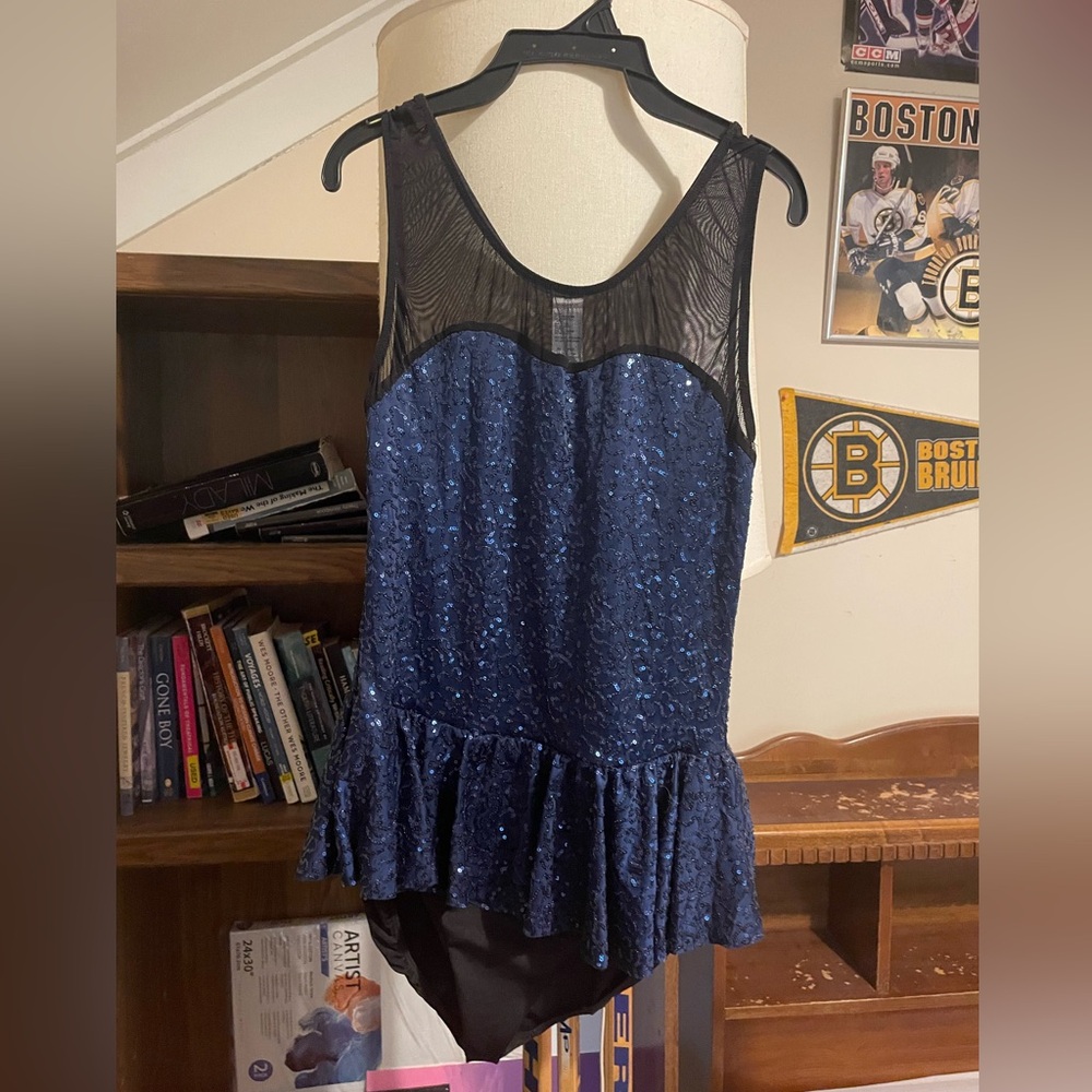 Blue Sequin Peplum Dance/ Figure skating costume